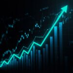 Gráfico de linha ascendente demonstrando o crescimento do valor de um fundo imobiliário ao longo do tempo